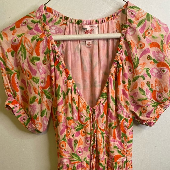 Banjanan Peach, Pink and Green Norma Midi Dress Size XS - Picture 9 of 15